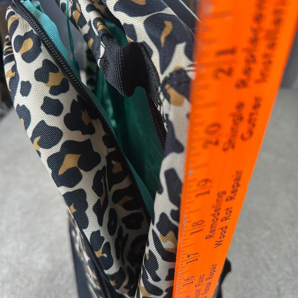 Posh Peanut Kids OS Rolling Backpack Leopard Print Tan Black Gold Safari Travel